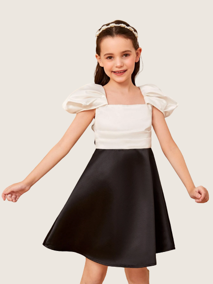 Robe Noire élegante En Maille Pour Petite Fille - Style E-girl Avec Bijoux - Taille Bébé Fille