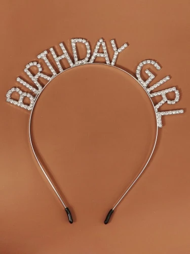 Bande de cheveux birthday girl argent