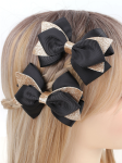 barrettes noeuds, accessoires fille élégantes, spinki dla dziewczynek, barrettes noir doré, accessoires cheveux enfants, style élégant enfants, barrettes haute qualité, tenue festive enfants, accessoires cheveux pratiques