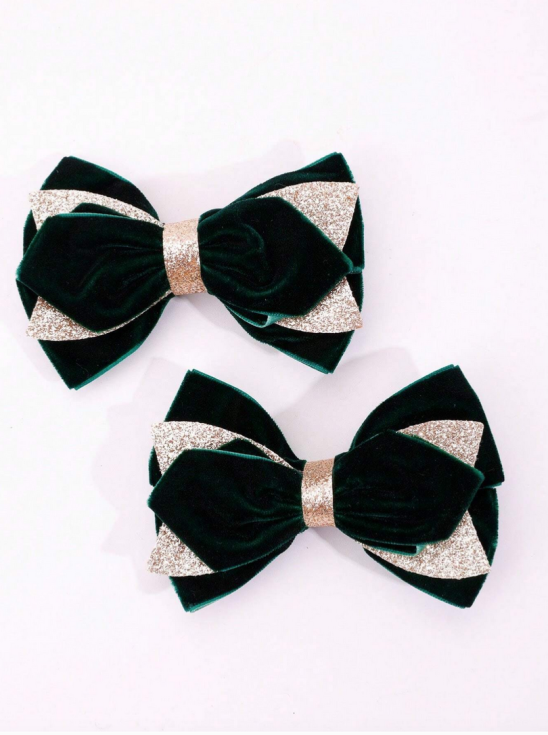 barrettes filles, accessoires cheveux luxe, velours émeraude, barrettes velours, accessoires élégants filles, cadeau filles, barrettes nœud, tenue cérémonie filles, barrettes chic