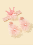 ensemble bébé princesse, chaussettes couronne bébé, bandeau tulle bébé, accessoires élégants bébé, cadeau bébé royal, tenue princesse bébé, chaussettes antidérapantes bébé, confort bébé élégance