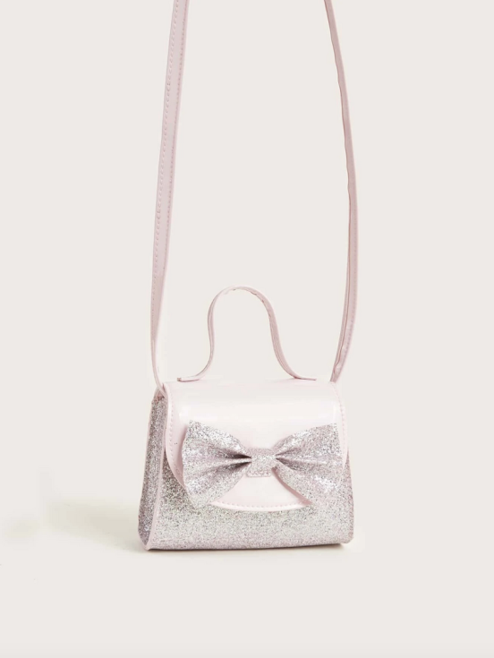 sac à main fille, sac élégance féminine, sac rose pastel, sac pailleté, accessoire fille, sac avec nœud, sac pour occasions spéciales, sac pratique fille, sac délicat pour fille, sac mode enfant