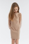 robe fillette, robe élégante, robe cérémonie enfant, robe beige enfant, robe tulle paillettes, robe cérémonie fillette, robe chic enfant