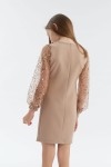 robe fillette, robe élégante, robe cérémonie enfant, robe beige enfant, robe tulle paillettes, robe cérémonie fillette, robe chic enfant