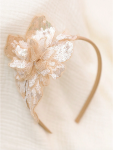 serre-tête fillette, serre-tête doré, accessoire cheveux fille, serre-tête élégant, serre-tête pour mariage, accessoire fillette brillant