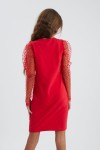 robe fillette élégante, robe rouge fillette, tenue fille cérémonie, robe enfant mariage, robe confortable fille, robe rouge intense, robe made in Europe, robe fête enfant