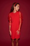robe fillette élégante, robe rouge fillette, tenue fille cérémonie, robe enfant mariage, robe confortable fille, robe rouge intense, robe made in Europe, robe fête enfant