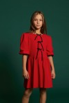 Robe cérémonie fille rouge vif coupe évasée avec manches bouffantes Anabel