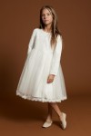 robe cérémonie fille, robe dentelle enfant, robe tulle blanc, tenue mariage fille, robe communion, robe manches longues, robe cortège, zoya fashion