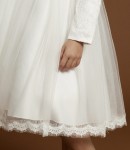 robe cérémonie fille, robe dentelle enfant, robe tulle blanc, tenue mariage fille, robe communion, robe manches longues, robe cortège, zoya fashion