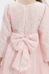 robe cérémonie fille, robe fille rose, robe tulle dentelle, robe demoiselle d'honneur, robe communion, robe manches longues, tenue mariage enfant