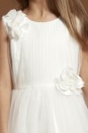 robe cérémonie fille, robe longue fille mariage, robe communion fille, robe tulle blanc crème, robe demoiselle d'honneur enfant, robe princesse fille
