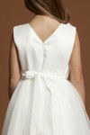 robe cérémonie fille, robe longue fille mariage, robe communion fille, robe tulle blanc crème, robe demoiselle d'honneur enfant, robe princesse fille