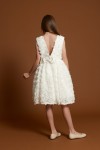 robe cérémonie fille, robe fille mariage, robe naya, robe blanc crème, robe fleurs 3d, robe communion, robe enfant élégante, zoya fashion