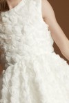 robe cérémonie fille, robe fille mariage, robe naya, robe blanc crème, robe fleurs 3d, robe communion, robe enfant élégante, zoya fashion