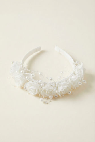 Bande de cheveux blanche avec des perles