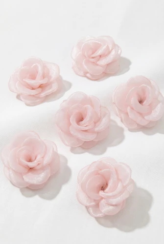 Lot de 6 barrettes en organza roses