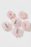 Lot de 6 barrettes en organza roses, vue de dos, finition raffinée, barrettes roses