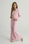 Ensemble de cérémonie fille Emi rose, vue de dos, finition raffinée, ensemble rose