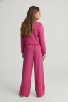 Ensemble de cérémonie fille Emi fuchsia, détail en gros plan, ensemble de cérémonie raffiné