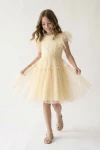robe tulle fille, robe jaune fille, robe cérémonie fille, robe communion fille, robe Paola, robe fillette élégante, zoya fashion