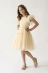 robe tulle fille, robe jaune fille, robe cérémonie fille, robe communion fille, robe Paola, robe fillette élégante, zoya fashion