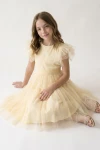 robe tulle fille, robe jaune fille, robe cérémonie fille, robe communion fille, robe Paola, robe fillette élégante, zoya fashion