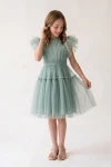 robe tulle fille, robe verte fille, robe cérémonie fille, robe communion fille, robe Paola, robe fillette élégante, zoya fashion