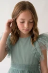 robe tulle fille, robe verte fille, robe cérémonie fille, robe communion fille, robe Paola, robe fillette élégante, zoya fashion