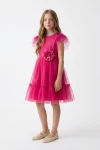 robe tulle fille, robe fuchsia fille, robe cérémonie fille, robe communion fille, robe Gabi, robe fillette élégante, zoya fashion