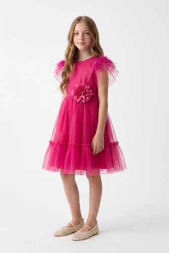 Robe de cérémonie Gabi en tulle fuchsia pour fille