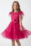 robe tulle fille, robe fuchsia fille, robe cérémonie fille, robe communion fille, robe Gabi, robe fillette élégante, zoya fashion