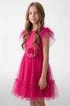 robe tulle fille, robe fuchsia fille, robe cérémonie fille, robe communion fille, robe Gabi, robe fillette élégante, zoya fashion