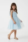 robe cérémonie fille, robe bleu ciel fille, robe communion fille, robe Rina, robe tulle fille, robe fillette élégante, zoya fashion