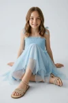 robe cérémonie fille, robe bleu ciel fille, robe tulle fille, robe Suzi, robe communion fille, robe fillette élégante, zoya fashion