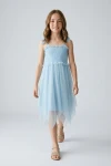 robe cérémonie fille, robe bleu ciel fille, robe tulle fille, robe Suzi, robe communion fille, robe fillette élégante, zoya fashion