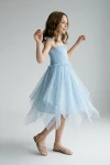 robe cérémonie fille, robe bleu ciel fille, robe tulle fille, robe Suzi, robe communion fille, robe fillette élégante, zoya fashion