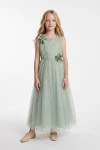 robe longue fille, robe vert sauge fille, robe demoiselle d'honneur, robe Bella, robe maxi fille, robe cérémonie fille, zoya fashion