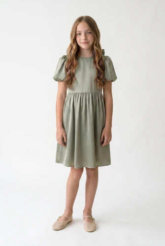 Robe de cérémonie Sia verte à nœuds pour fille