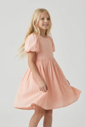 Robe de cérémonie Sia rose à manches bouffantes pour fille – mariage et fêtes de famille