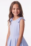 Robe Harper bleu ciel – haut à encolure ronde et nœuds sur les épaules