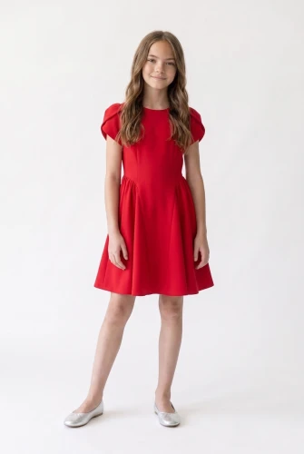 Robe de cérémonie Rumi rouge à manches tulipe pour fille – Noël et fêtes de famille