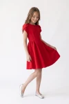 Robe Rumi rouge – jupe évasée tenue écartée, silhouette entière