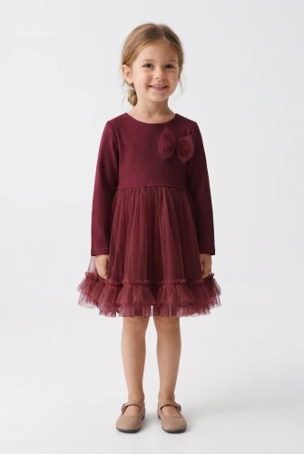 Robe de cérémonie Iga bordeaux à jupe en tulle pour bébé et fillette – Noël et fêtes de famille