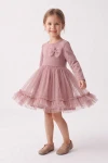 Robe Iga rose – jupe en tulle à volant en mouvement, silhouette entière de face