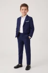 Costume garçon Liam bleu marine – veste ouverte et pantalon, en léger demi-tour
