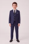 Costume garçon Liam bleu marine – veste, gilet, pantalon et cravate, vue de face