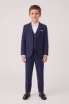 Costume garçon Liam bleu marine – veste, gilet et pantalon, bras le long du corps