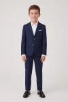 Costume garçon Sam bleu marine – veste à deux boutons et pantalon à pli, silhouette entière de face