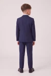 Costume garçon Sam bleu marine vue de dos – veste et pantalon à pli, silhouette entière
